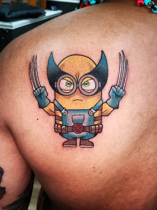 Cartoon superhero mash-up character by Chris Carp at Heart & Sword Tattoo
