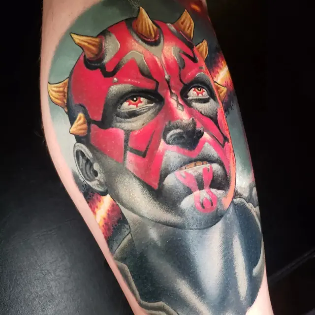 Color realism sci-fi villain portrait by Chris Carp at Heart & Sword Tattoo