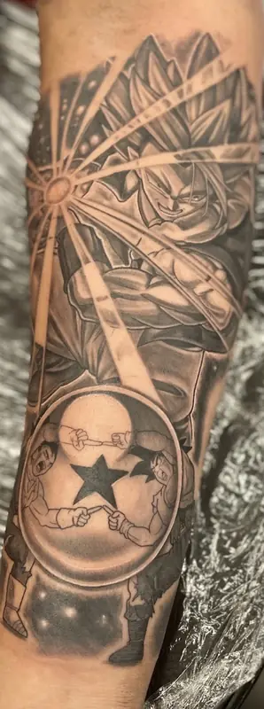 Black and gray realism sleeve by Johnny at Heart & Sword Tattoo